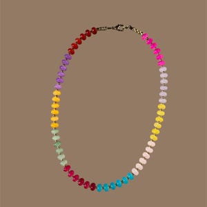 Rainbow Glass Bead Necklace, Designer Dupe, Colorful Necklace, Affordable Dupe, Vibrant Beaded Necklace, Lightweight Jewelry, Fun Jewelry