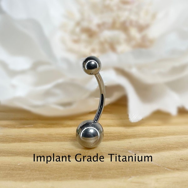 Implant Grade Titanium Curved Barbells with Plain Balls Belly Rings