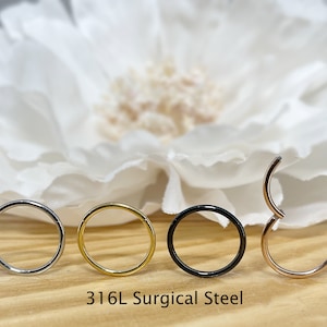 16ga 18ga 20ga 316L Surgical Steel Hinge Hoop Segment Rings Cartilage Hoop Nose Septum Seamless Hinged Clicker Helix Earring Hoop