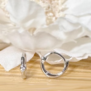 925 Sterling Silver CZ Small Huggie Hoop Earrings • Gift for Her