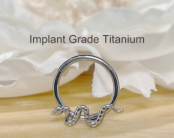 16G Snake Hinged Clicker Hoop • Titanium Snake Segment Ring • Septum Daith Cartilage Earrings • Implant Grade Titanium