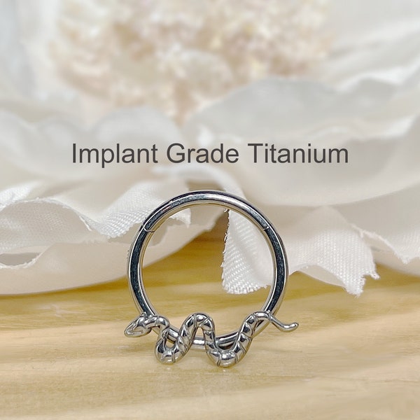 16G Snake Hinged Clicker Hoop • Titanium Snake Segment Ring • Septum Daith Cartilage Earrings • Implant Grade Titanium