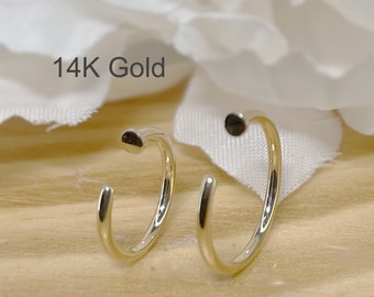 14kt Yellow Gold 18ga 20ga Nose Hoop Ring, Small Thin Nose Ring, 8mm / 10mm