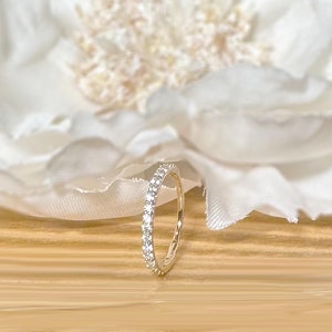 14K Solid Yellow Gold Hinged Clicker Hoop Ring 20G with Pave CZ