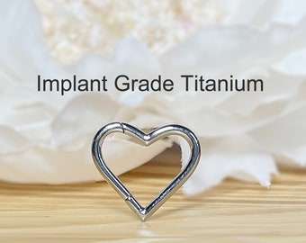 18G 16G Implant Grade Titanium Heart Hinged Segment Hoop Ring