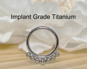 16G Implant Grade Titanium Hinged Segment Hoop • Outer Balls Hoop Ring • Septum Ring