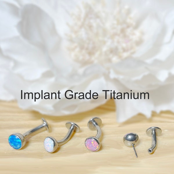14G 8mm Implant Grade Titanium Threadless Push In Opal Ball Belly Ring