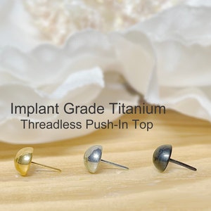 Implant Grade Titanium Threadless Push In Dome Top 3mm 4mm • Tragus Nose Helix Cartilage Conch Ear