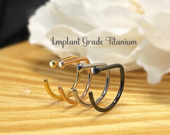 20ga Implant Grade Titanium D Shape Flat End Nose Hoop Rings, Gold, Steel, Rose Gold, Black, 8mm, 10mm