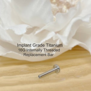16G Implant Grade Titanium Threaded Flat Back 3mm Replacement 5mm/6mm/7mm/8mm/9mm
