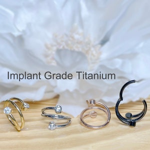 16G Implant Grade Titanium Hinged Segment Ring with Double Line and Round CZ • 8mm, 10mm