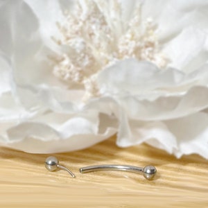 Implant Grade Titanium Threadless Push In Curved Barbell with One Fixed Ball 16G 14G