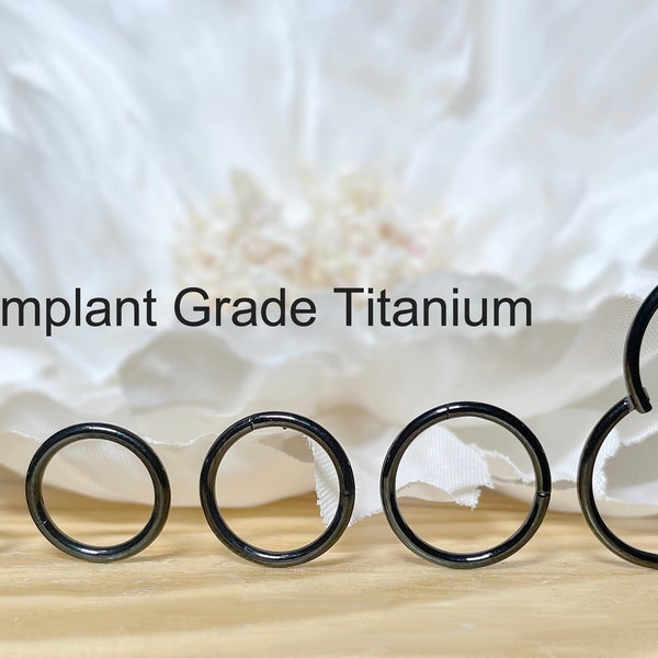 20G 18G 16G Implant Grade Titanium Black Hinged Segment Hoop Ring • Cartilage Hoop Nose Septum Helix