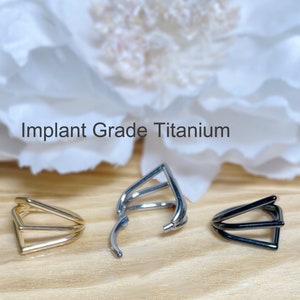 16G Implant Grade Titanium Hinged Segment Hoop Ring • Triple Chevron Hoop • 8mm, 10mm