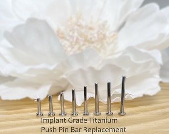 Implant Grade Titanium 20g 18g 16g 14g Threadless  Push In Labret Bar Replacement 5mm/6mm/7mm/8mm/9mm/10mm