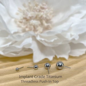 Implant Grade Titanium Threadless Push In Top 2mm 3mm 4mm 5mm Round Ball Tragus Nose Helix Cartilage Conch Ear