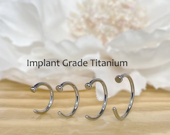 Implant Grade Titanium 18ga 20ga Nose Hoop Ring, Small Thin Nose Ring, 7mm 8mm 9mm 10mm