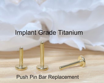 20G/18G/16G Gold Implant Grade Titanium Threadless Push In Labret Bar 4mm Wide Flat Back