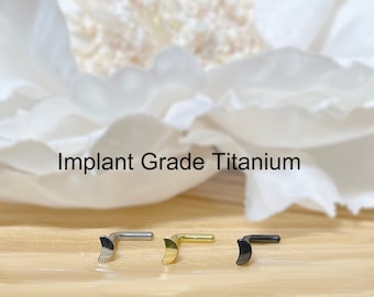 20G 18G Implant Grade Titanium L-Bend Crescent Top Nose Ring