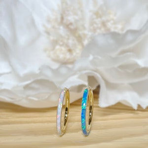 16G 316L Surgical Steel Opal Hinge Hoop • Hinged Segment Opal Hoop Ring • Daith Cartilage Conch Earlobes
