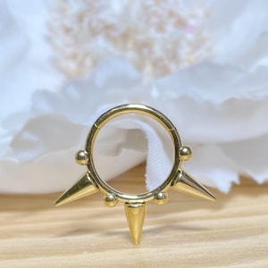 16G 18G 316L Surgical Steel Hinged Segment Ring with Spikes and Balls• Spikes Clicker Hoop Ring • Septum Ring • 8mm, 10mm