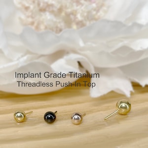 Implant Grade Titanium Threadless Push In Top 3mm 4mm Round Ball Tragus Nose Helix Cartilage Conch Ear