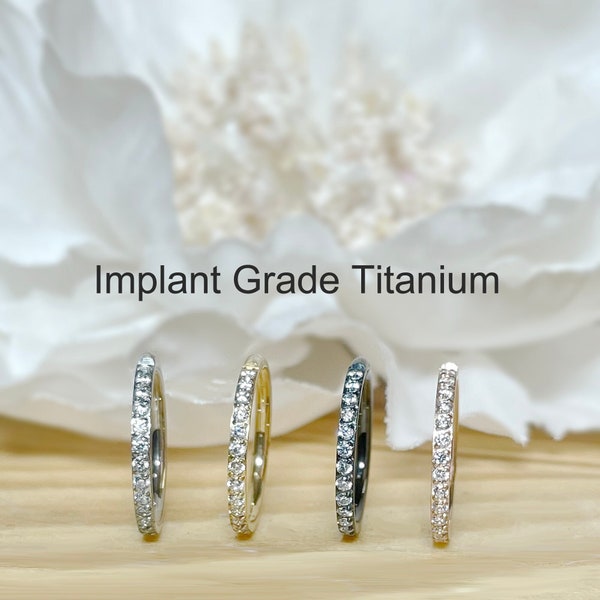 18G 16G Implant Grade Titanium Hinge Hoop • Hinged Segment CZ Crystal Hoop Ring • Septum Daith Cartilage Earlobes