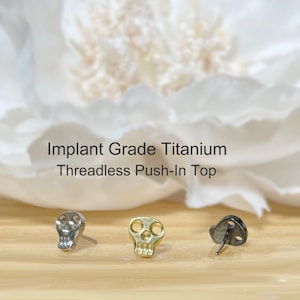 Implant Grade Titanium Threadless Push In Hollow Skull Top • Tragus Nose Helix Cartilage Tragus Conch Ear