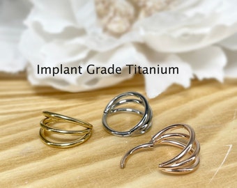 Implant Grade Titanium 16ga 18ga Hinge Triple Hoop Segment Rings Cartilage Hoop Seamless Hinged Clicker Ear Piercing