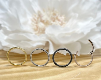 16ga 18ga 316L Surgical Steel Braided Hinge Hoop Segment Rings Cartilage Hoop Nose Septum Seamless Hinged Clicker Helix Earring Hoop