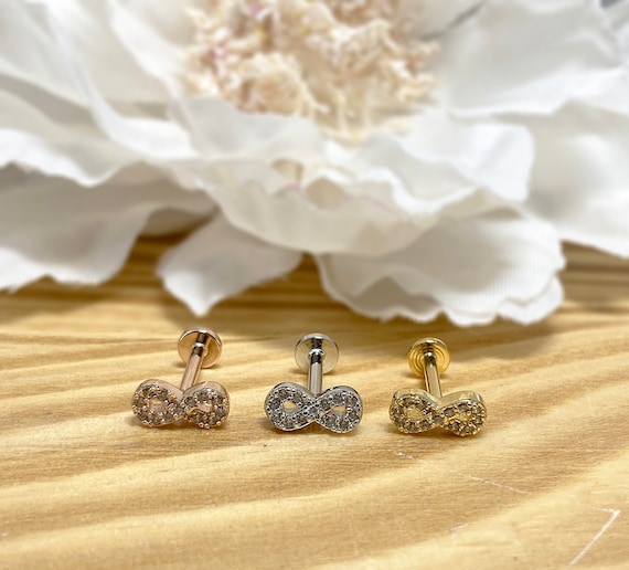 316L Infinity Symbol Internally Threaded CZ Flat Back Labret 316L Infinity Symbol Internally Threaded CZ Flat Back Labret