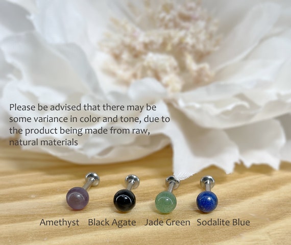 316L Surgical Steel Blue Sodalite Stone Stud Belly Ring 316L Surgical Steel Blue Sodalite Stone Stud Belly Ring
