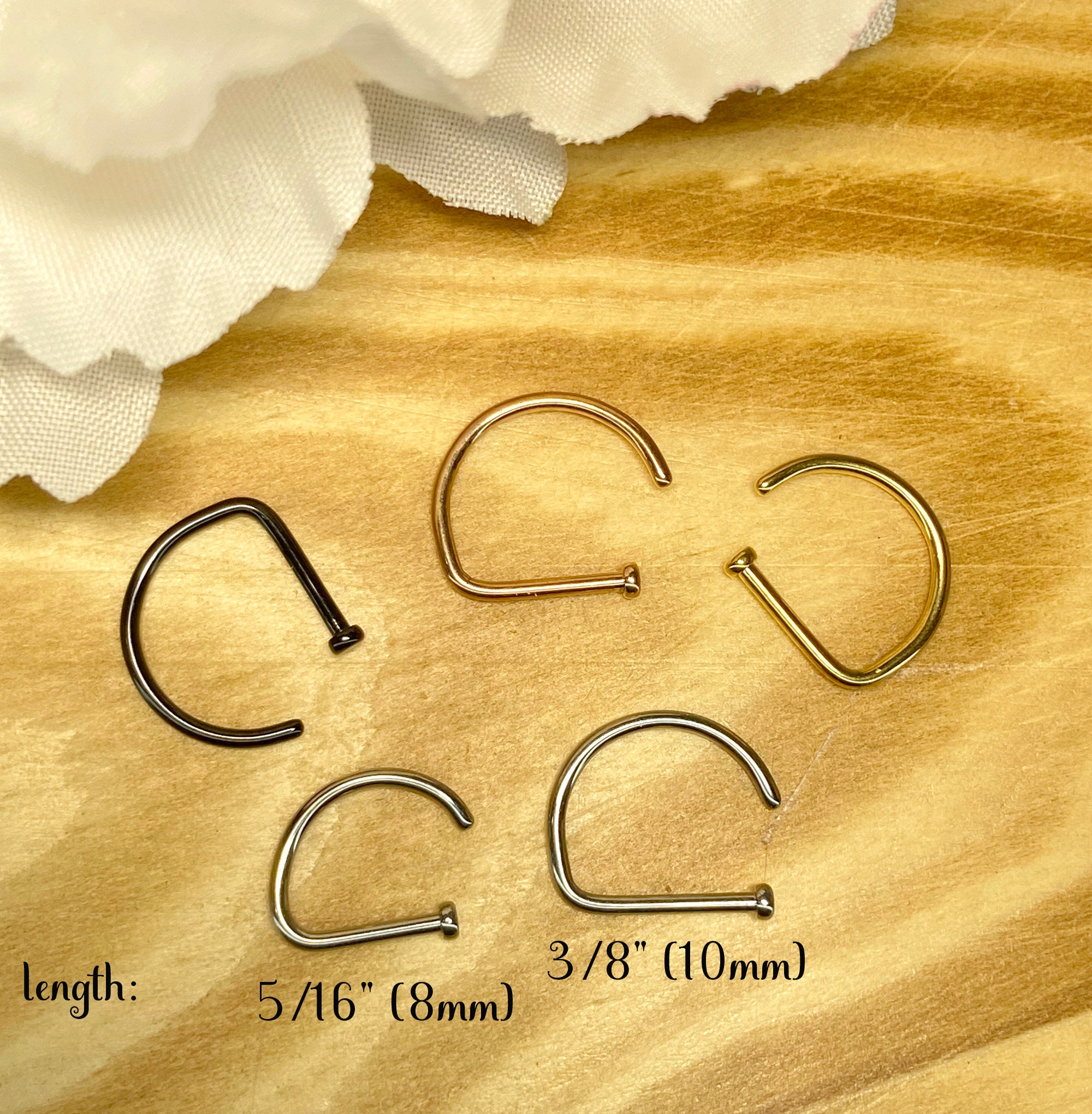 18ga Implant Grade Titanium D Shape Flat End Nose Hoop Rings Etsy