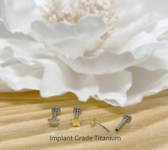 Implant Grade Titanium Threadless Push In Tragus/Cartilage Star Stud With Flat Back Implant Grade Titanium Threadless Push In Tragus/Cartilage Star Stud With Flat Back