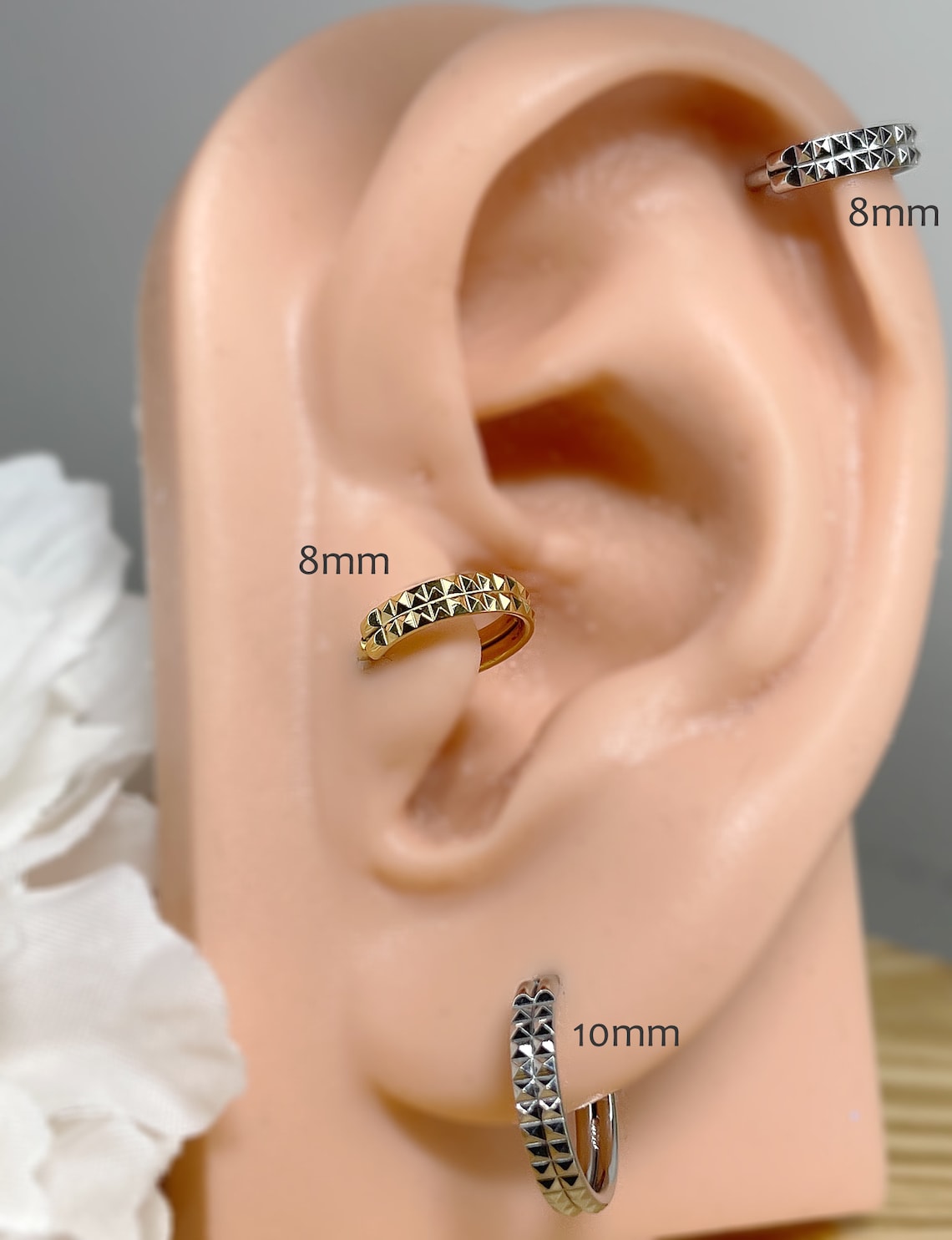 Ear Button Rings Helix Piercing Jewelry Surgical Steel Hinged