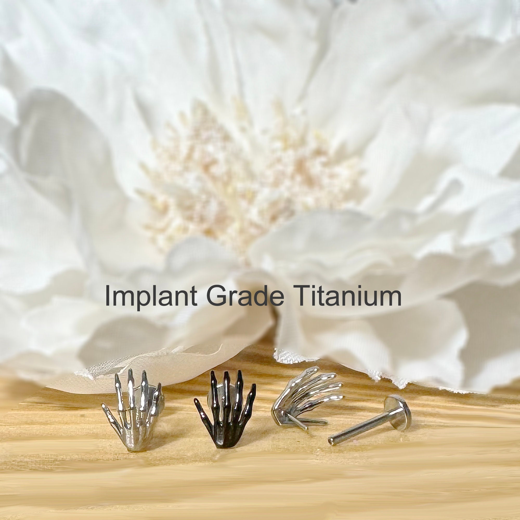Implant Grade Titanium Skeleton Hand Threadless Push In Labret Implant Grade Titanium Skeleton Hand Threadless Push In Labret