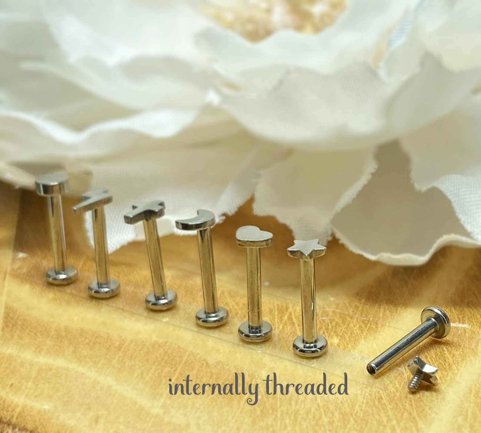 Implant Grade Titanium 16ga Internally Threaded Flat Back | Etsy