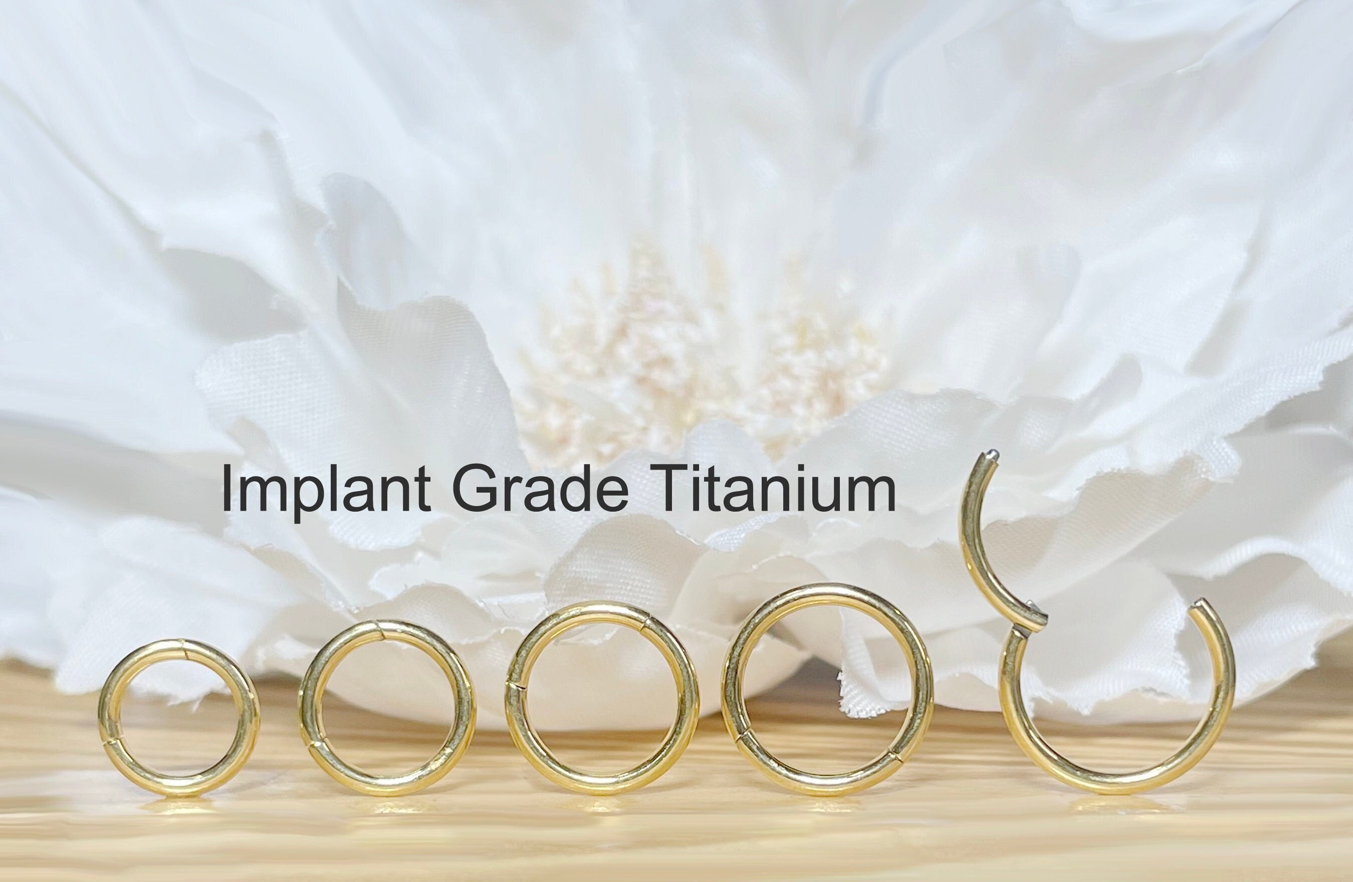 20G 18G 16G Implant Grade Titanium Gold Hinged Segment Hoop Ring • Cartilage Hoop Nose Septum Helix