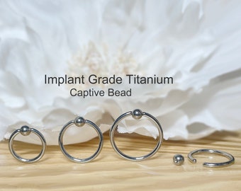 20G 18G 16G Implant Grade Titanium Captive Bead Ring