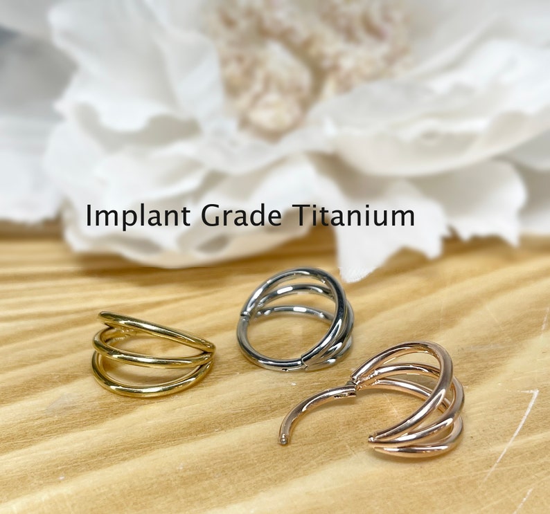 Implant Grade Titanium 16ga 18ga Hinge Triple Hoop Segment Rings Cartilage Hoop Seamless Hinged Clicker Ear Piercing 