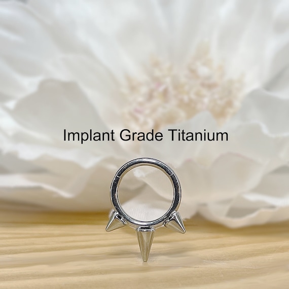 Implant Grade Titanium Spike Hinged Septum Ring Hoop Clicker Implant Grade Titanium Spike Hinged Septum Ring Hoop Clicker