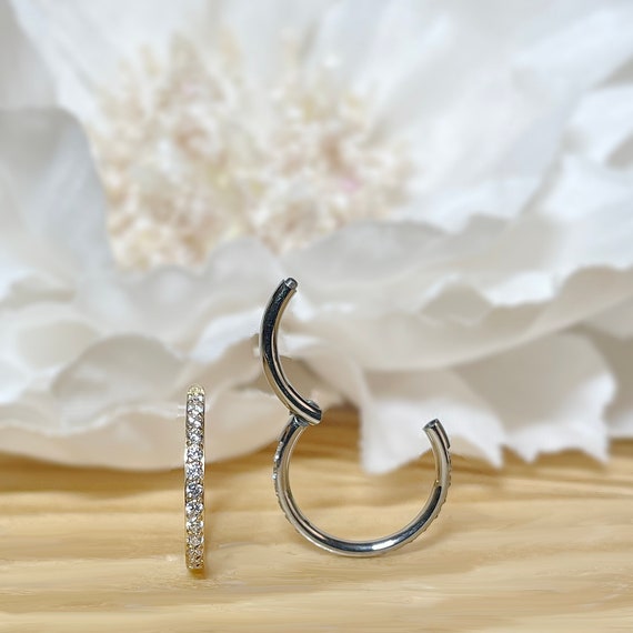 18G 16G Implant Grade Titanium Hinge Hoop • Hinged Segment CZ Crystal Hoop Ring • Septum Daith Cartilage Earlobes