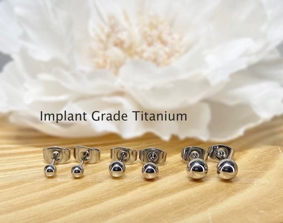 Pair of Implant Grade Titanium Ball Stud Earrings Pair of Implant Grade Titanium Ball Stud Earrings