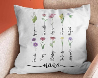 Almohada Nana, Almohada Flores de Nana, Ideas de regalos para la abuela, Almohada de la abuela, Regalo para la abuela, Regalo del Día de la Madre, Regalos para mamá