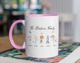 Personalized Birth Month Flower Mug, Birth Month Flower Mug, Family Flower Garden Print, Birth Flower Gift, Mothers Day Gift, Family Mug