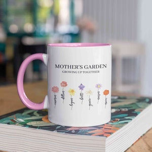 Personalized Birth Flower Mug, Birth Month Flowers Mug, Custom Mothers Day Garden Mug, Mom Birthday Gift, Family Birth Flower
