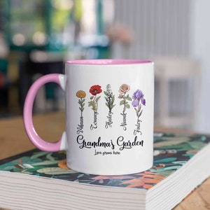 Personalized Birth Flower Mug, Birth Month Flower Mug, Grandma&#39;s Garden Mug With Grandkids Names, Mother&#39;s Day Gift, Gift for Grandma