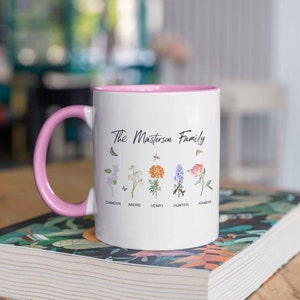 Personalized Birth Month Flower Mug, Birth Month Flower Mug, Family Flower Garden Print, Birth Flower Gift, Mothers Day Gift, Family Mug