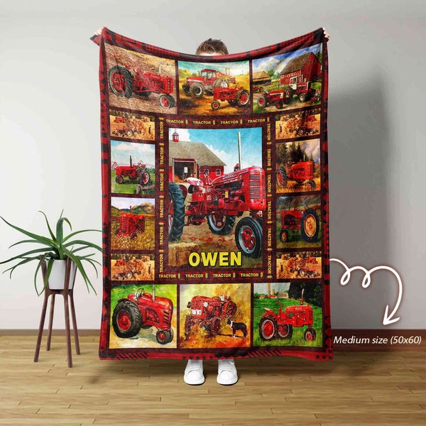 Custom Tractors Blanket, Custom Name Blanket, Truck Blanket, Blanket For Boy, Gift Blanket For Boys, Blanket For Christmas, Tractor Blanket