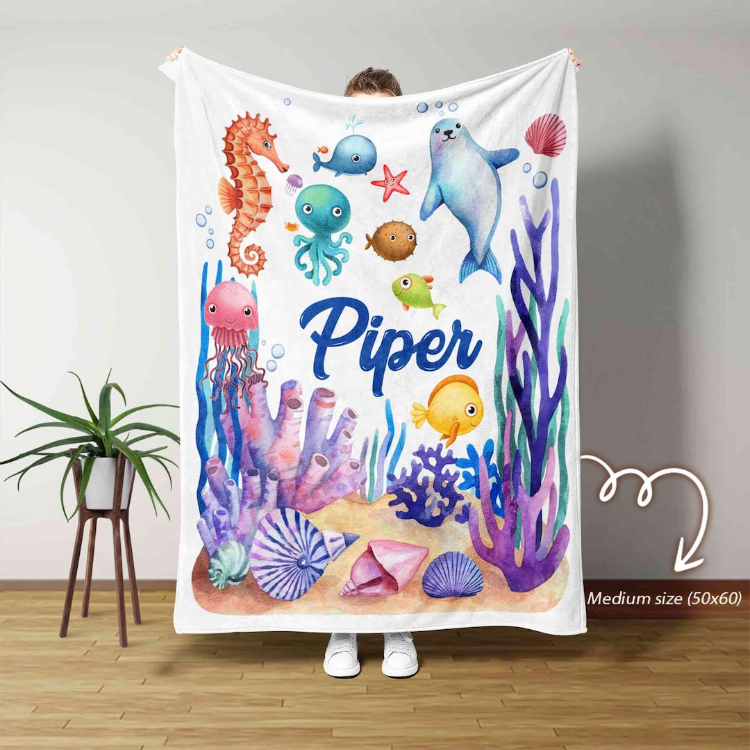 Personalized Ocean Blanket, Under the Sea Blanket, Custom Baby Blanket ...